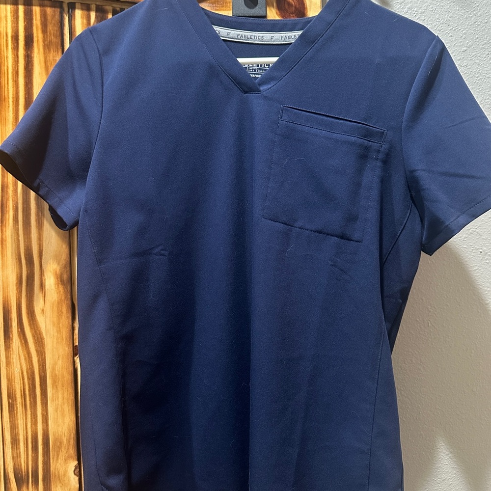 Fabletics Navy Blue Women's Tunic Top and bottom Scrubs
